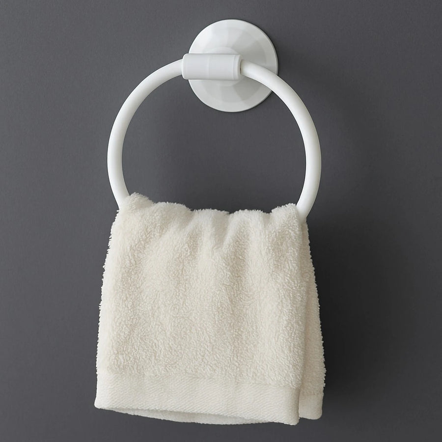 White Plastic Towel Ring, Wall Mounted