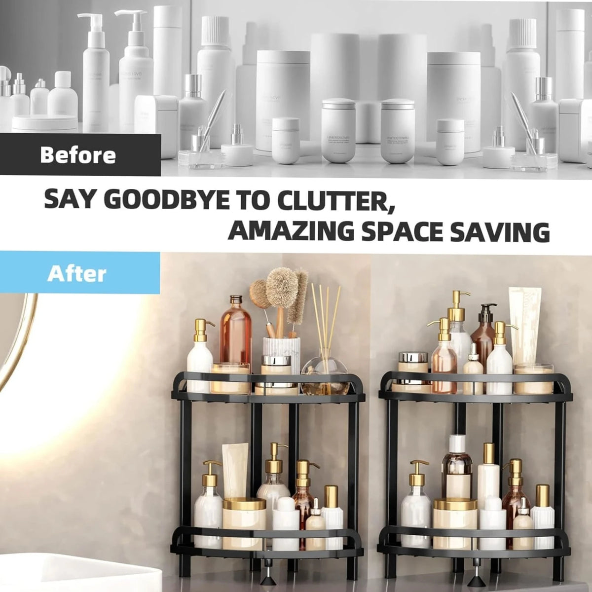 2 Tier Corner Bathroom Shelf - Image 7