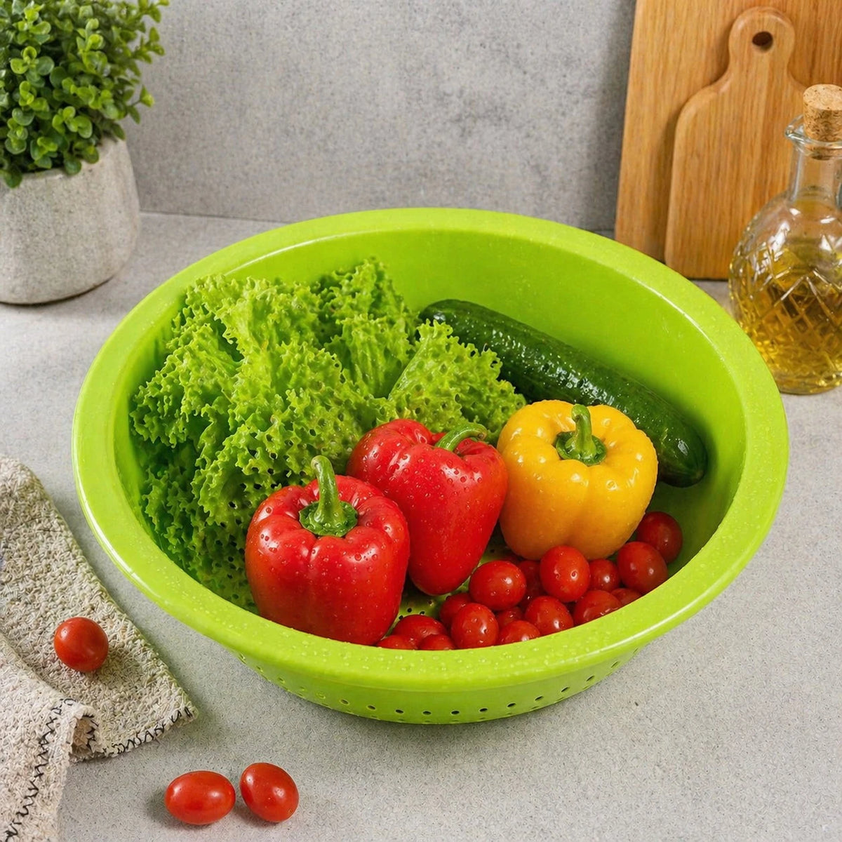 Plastic Colander Bowl Kitchen Strainer Vegetable Fruit Washing Drain Basket Pasta Rice Drainer 26 cm - Image 2