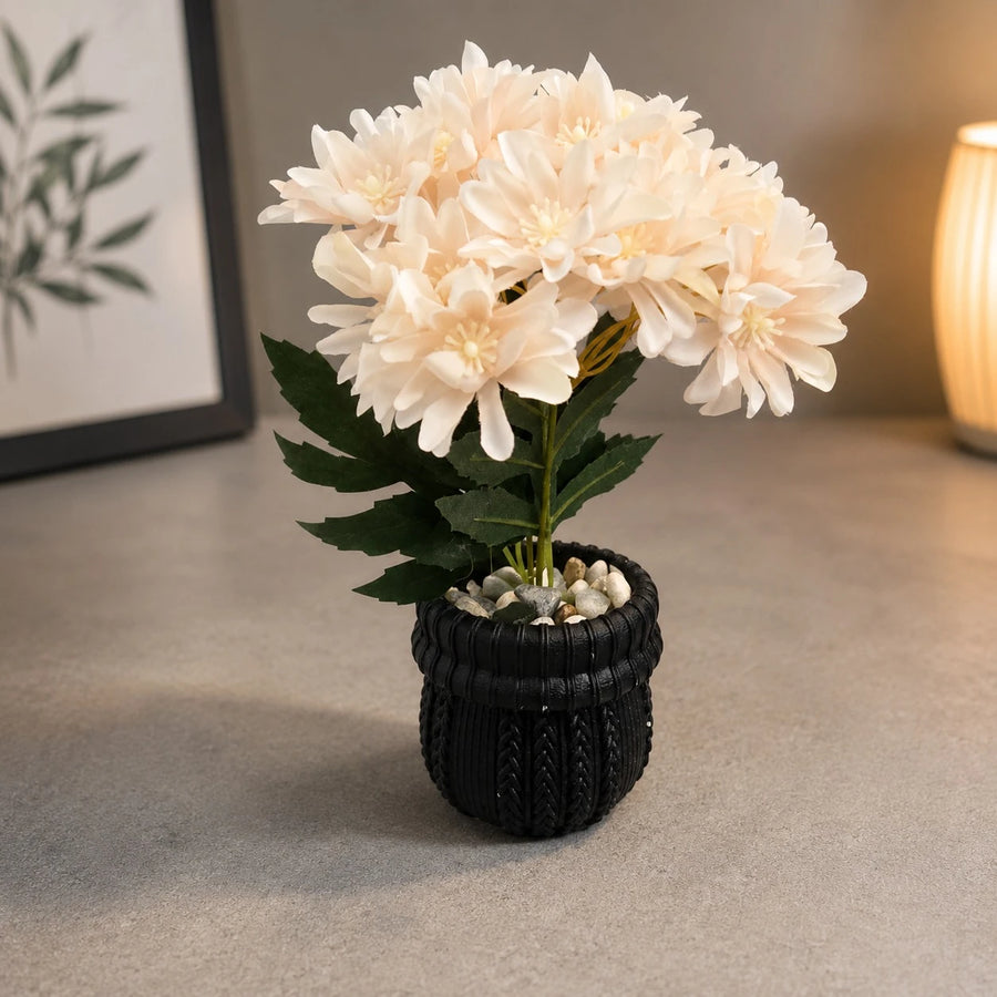 Artificial Chrysanthemum Flower Pot Decorative Tabletop Plant Home Office Living Room Shelf Desk Centerpiece Floral Arrangement Decor