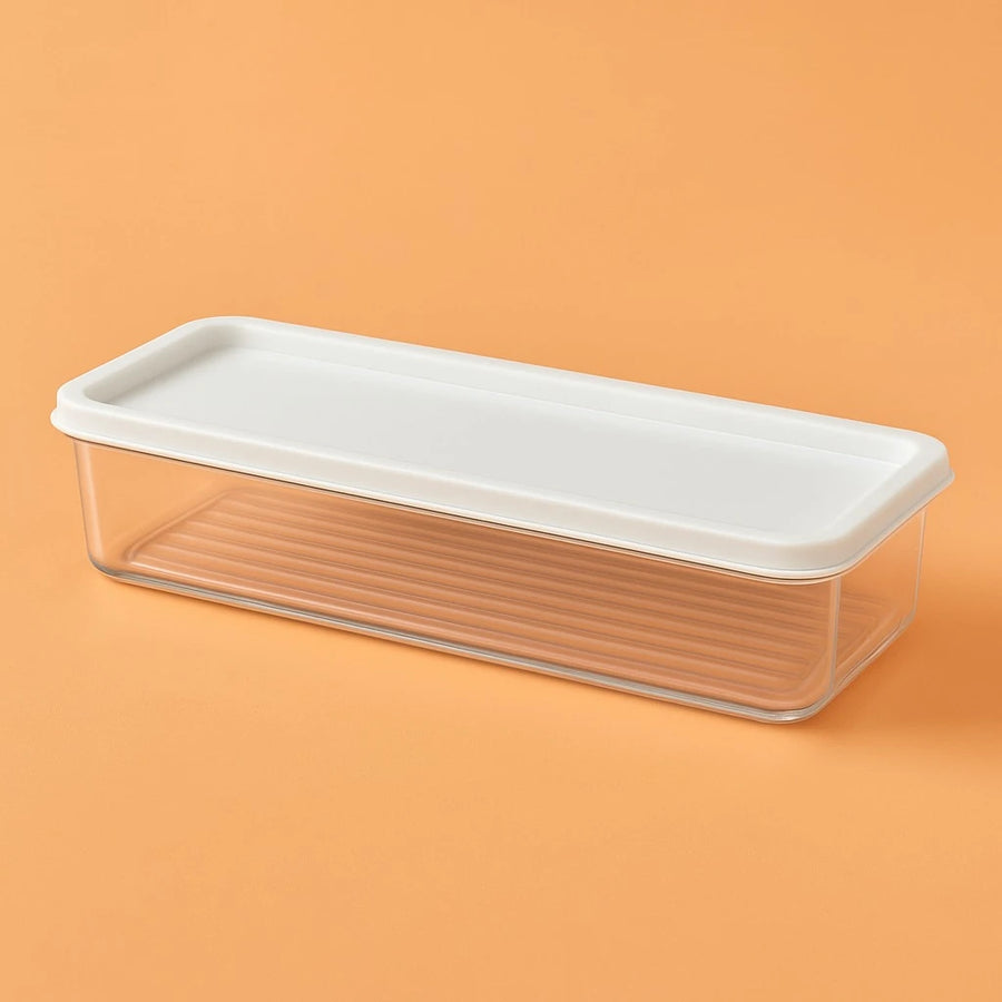 Slim Rectangular Plastic Food Storage Container BPA Free Food Storage Box for Kitchen Pantry Fridge and Daily Use