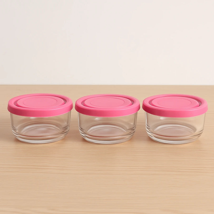 3 Pieces Food Glass Container Set Glass Food Containers with Lids for Kitchen Pantry Refrigerator and Meal Prep