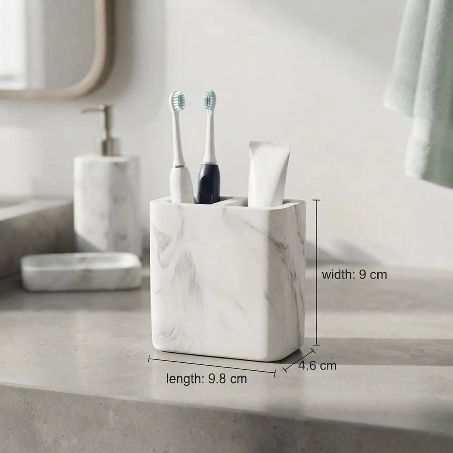 4 Piece Marble Style Bathroom Accessories Set