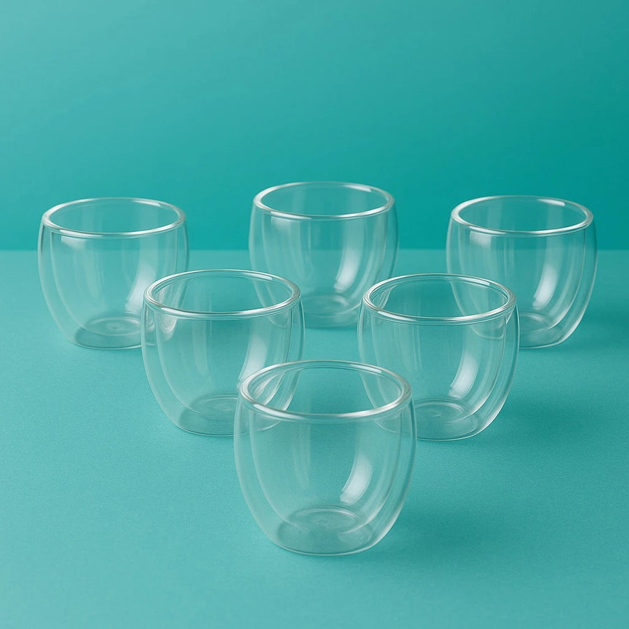 Double Walled Coffee Glass Espresso Cups set of 6