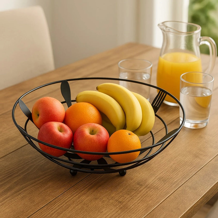 Decorative Black Metal Fruit Bowl