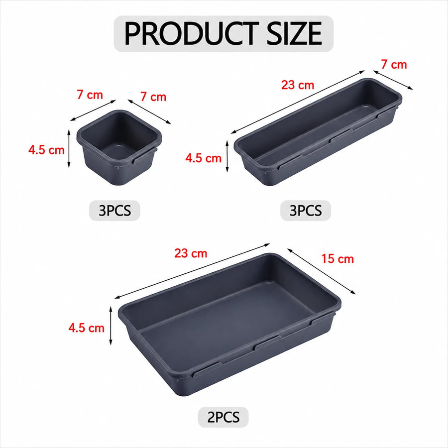 Drawer Organizer Tray Set Kitchen Cutlery Storage Bins 8 Pieces