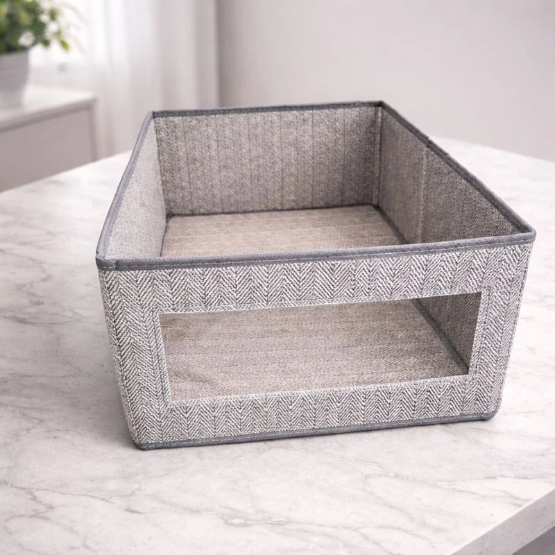 Large Foldable Fabric Storage Box with Clear Window – Closet Organizer, Wardrobe Storage Bin, Shelf & Drawer Organization Solution