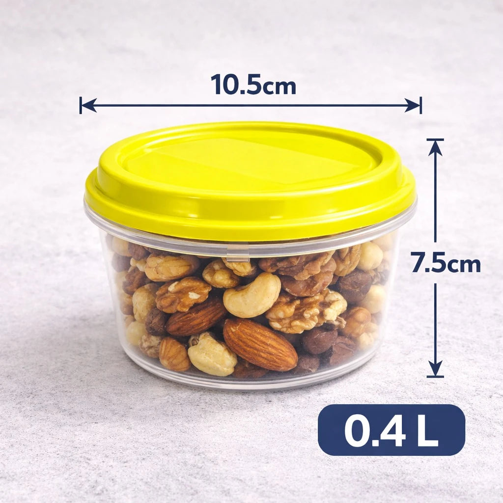 Small Round Food Storage Container 0.4 Liter Airtight Plastic Box Kitchen Snack Organizer Nut Storage Container