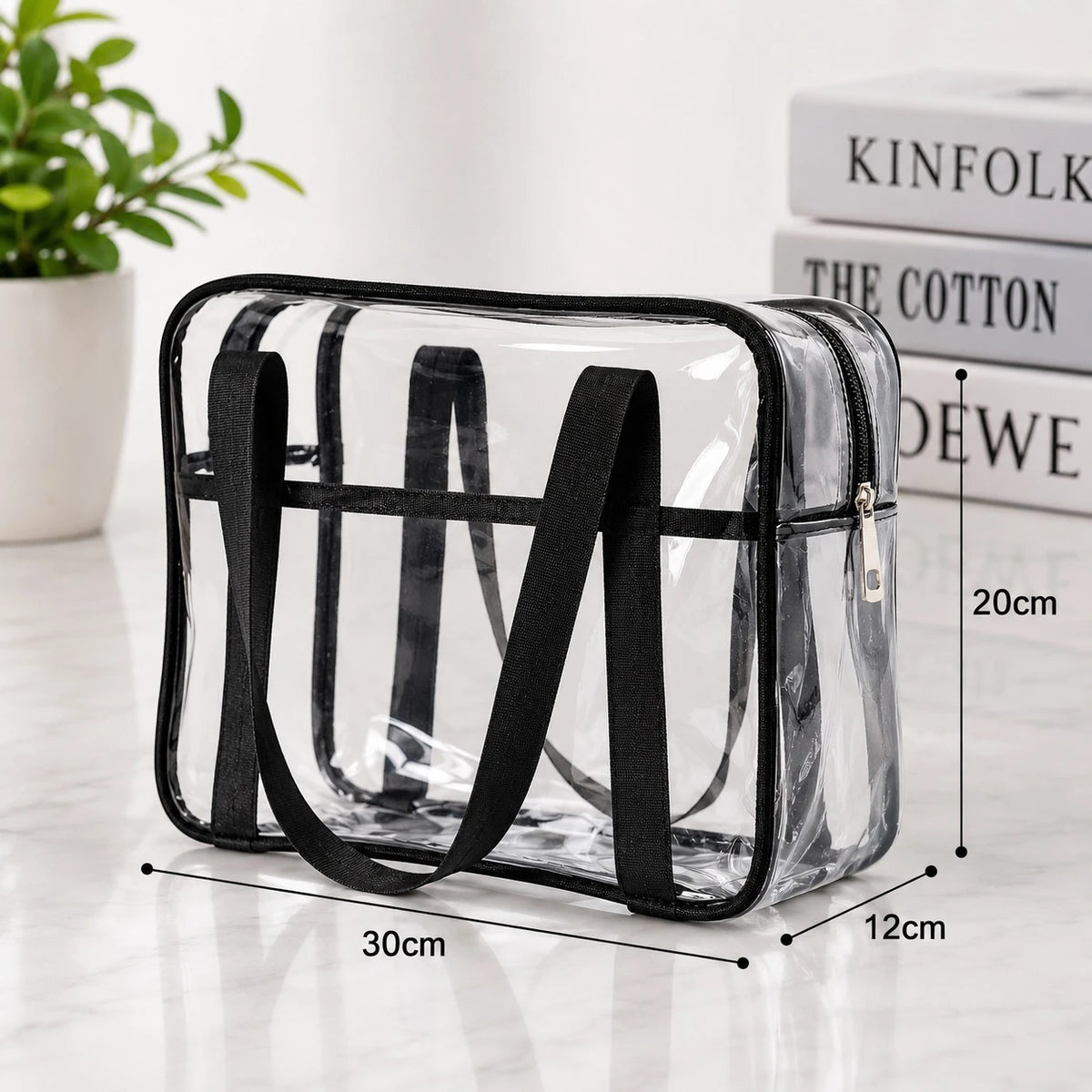 Clear Transparent Makeup & Toiletry Storage Bag with Handles & Zipper for Travel Beauty Cosmetics Organization