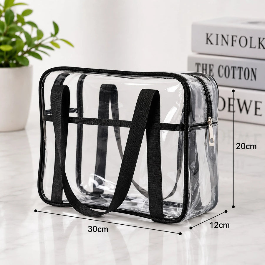 Clear Transparent Makeup & Toiletry Storage Bag with Handles & Zipper for Travel Beauty Cosmetics Organization