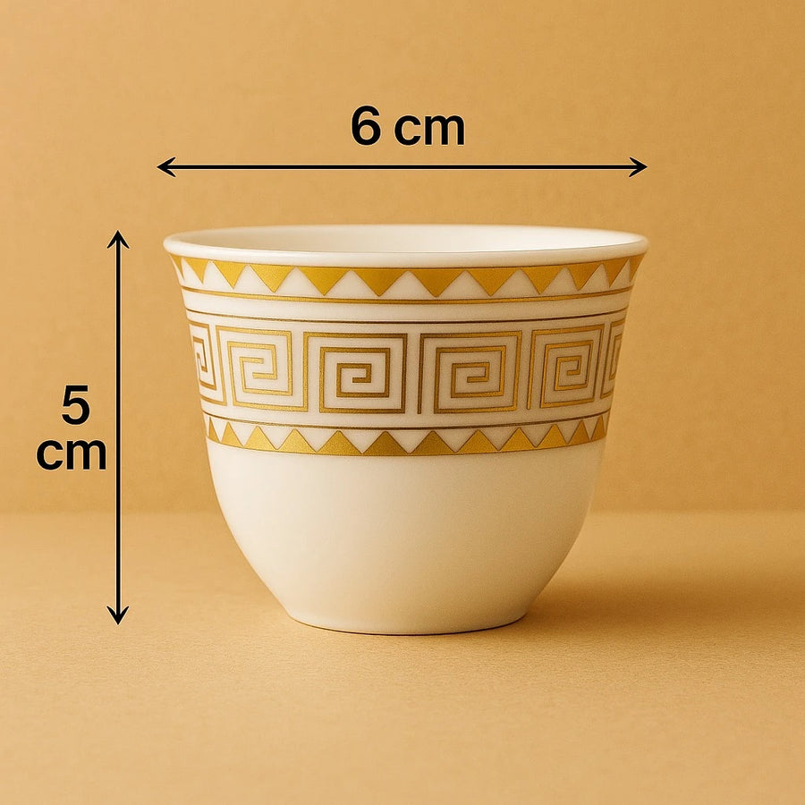 Golden Greek Pattern Coffee Espresso Cups, Set of 12