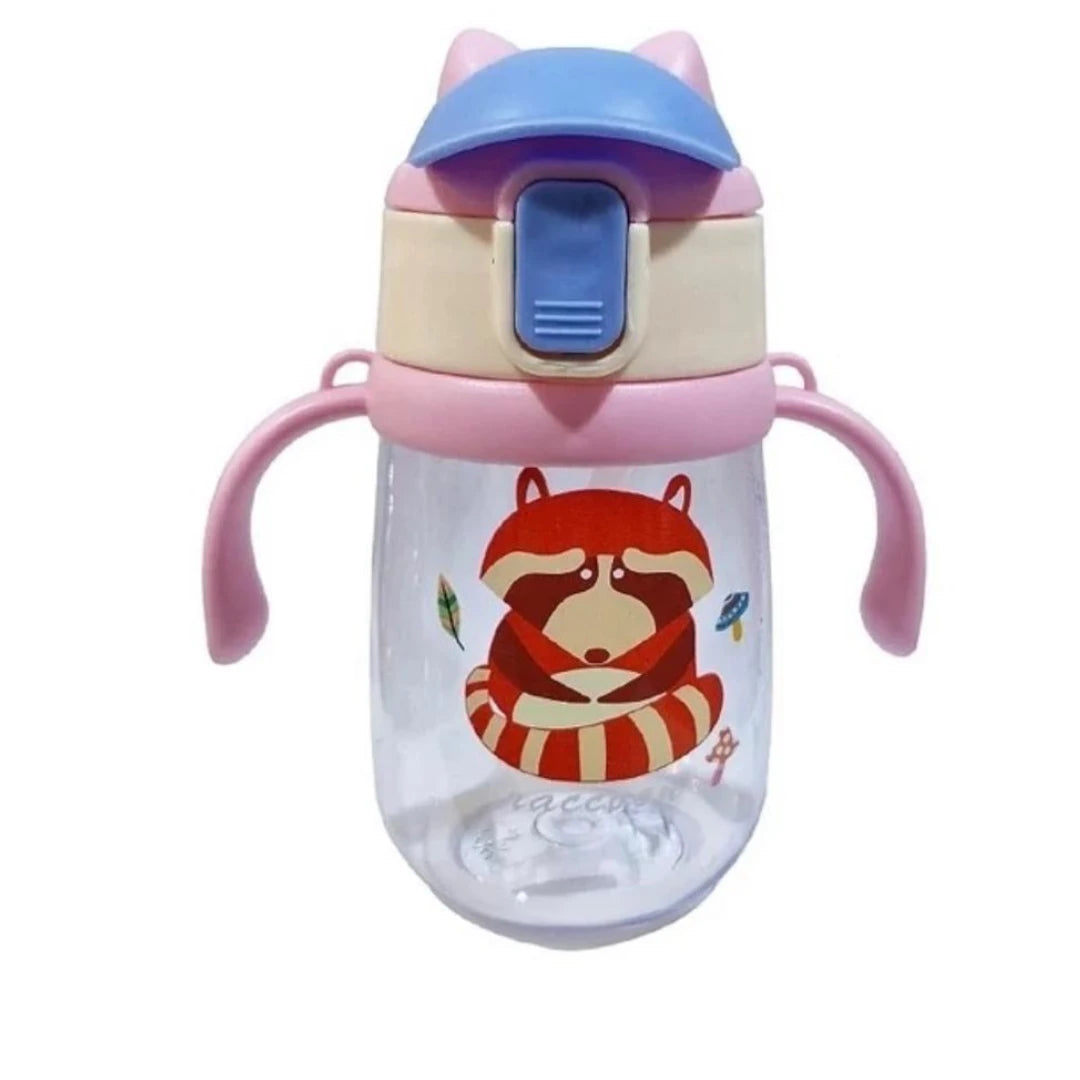 Kids Animal Straw Water Bottle 350ML with Handle BPA Free Durable Bottle for School Outdoor Activities and Daily Hydration