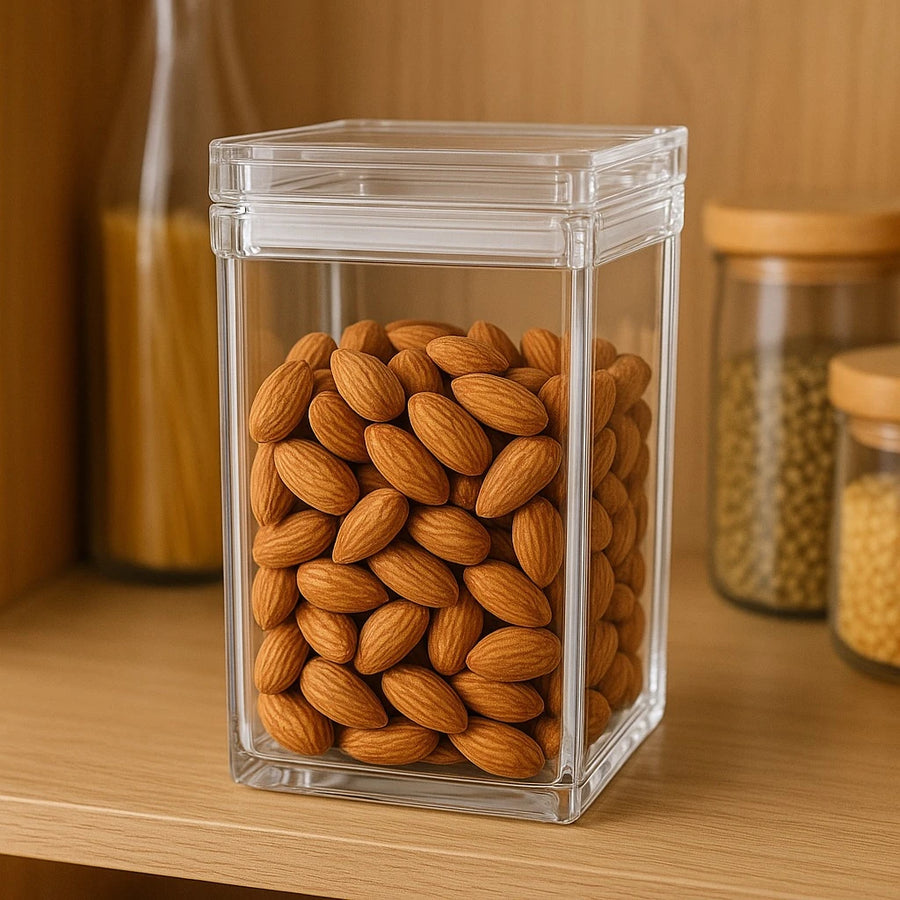 Transparent Square Acrylic Airtight Food Storage Container 720ml Kitchen Countertop Pantry Organizer Box