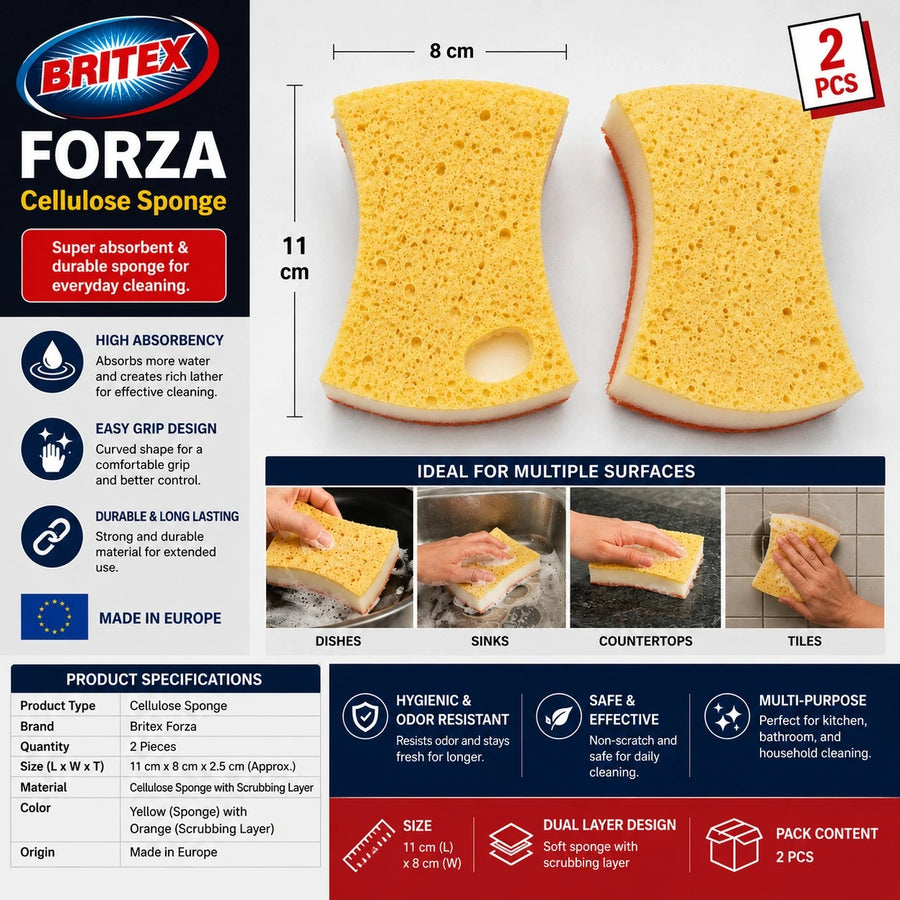 Britex Microfiber Cellulose Sponge Cleaning Pad Dish Washing Sponge Kitchen Scrubber