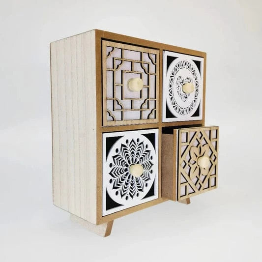 4 Drawer Wooden Storage Rack