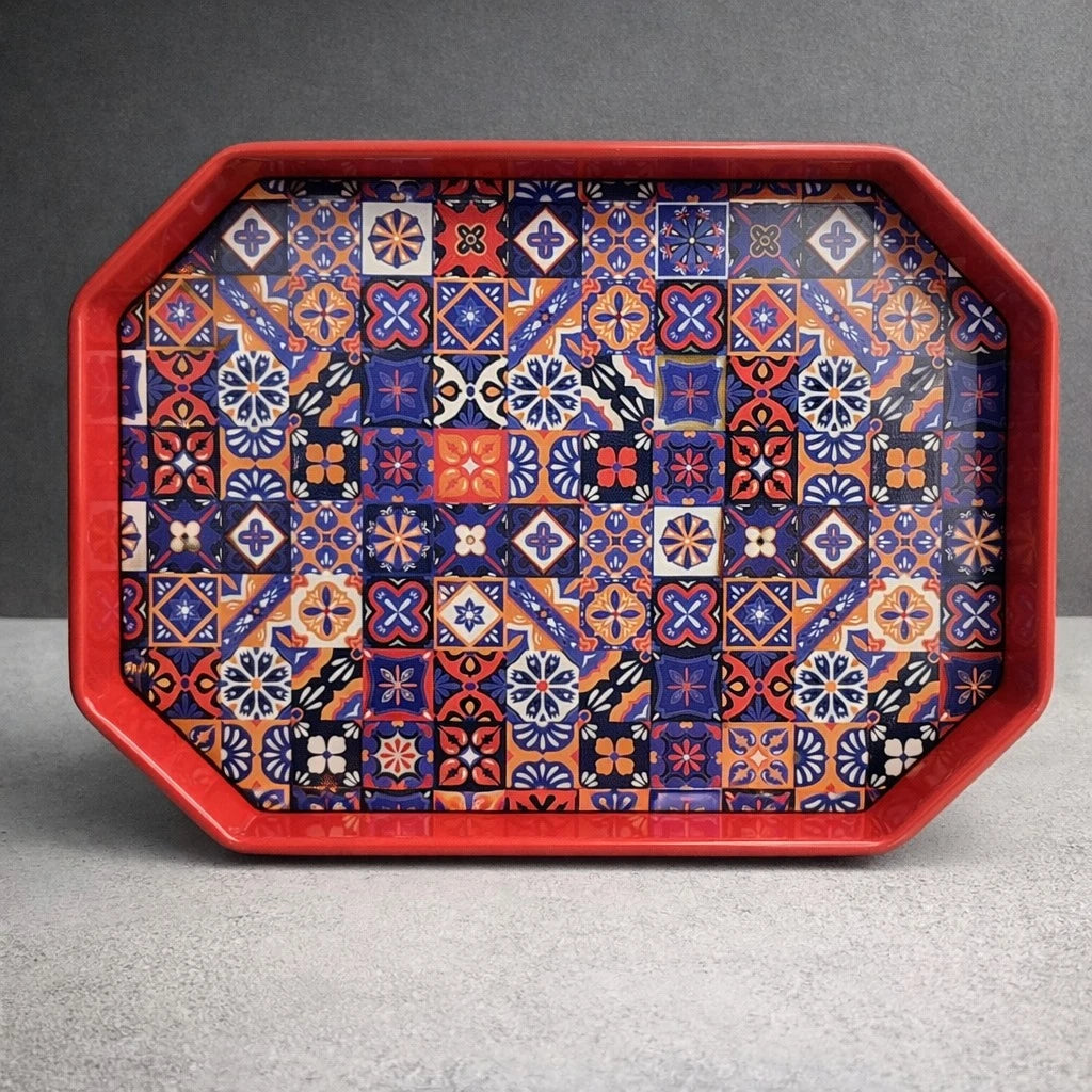 Turkish Serving Tray Metal Tray Mandala Ottoman Mosaic Design Coffee Tea Snack Serving Tray Rectangular Decorative Tray Assorted