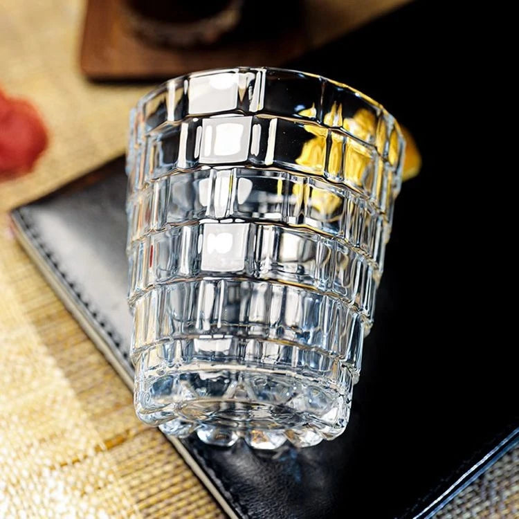 Set of 6 Tiered Cut Glass Cups 300 ml