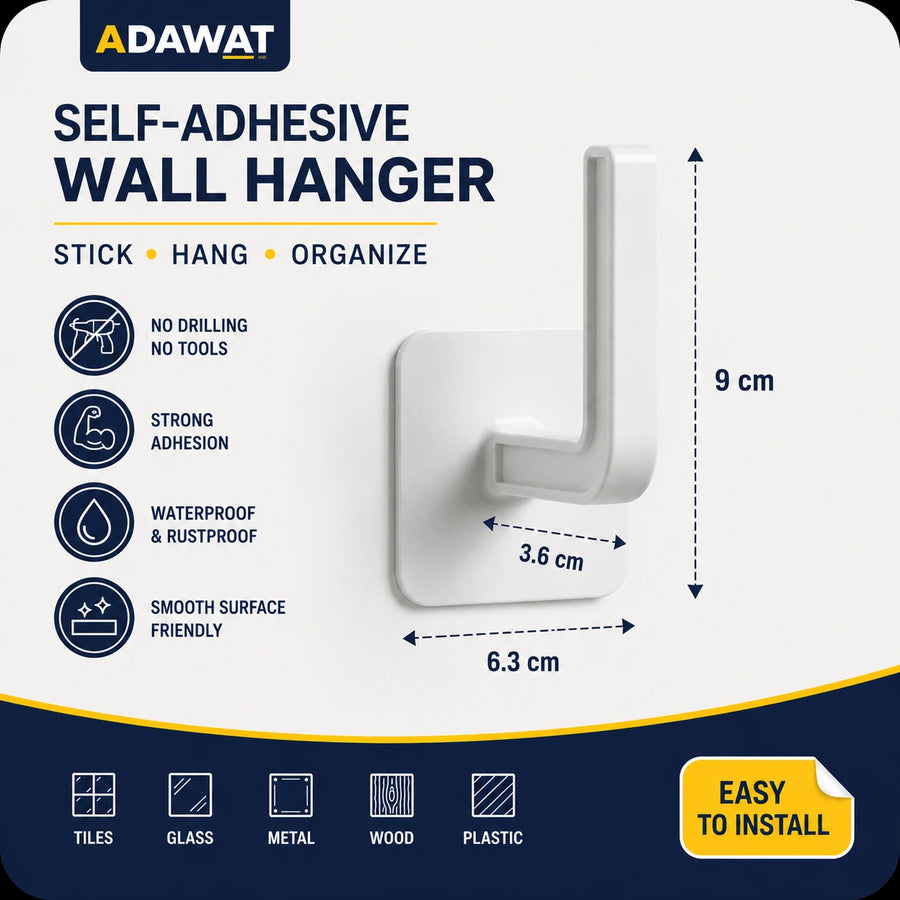 Self Adhesive Wall Hanger Heavy Duty Multi Purpose Hooks 10 Pieces