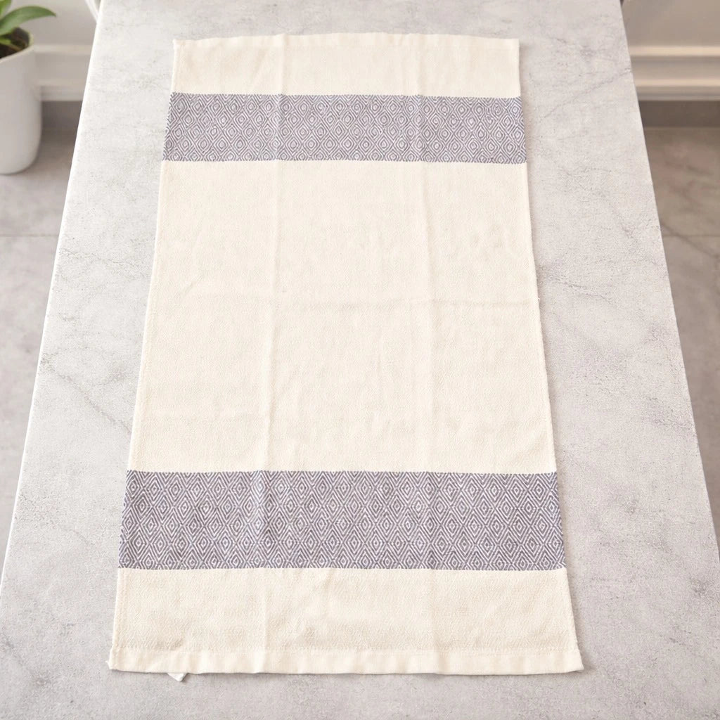 Kitchen Towel Almaamoun Egyptian Cotton Off White Absorbent Dish Drying Cloth Different Designs Patterns Single Piece 80 x 45 cm - Image 3