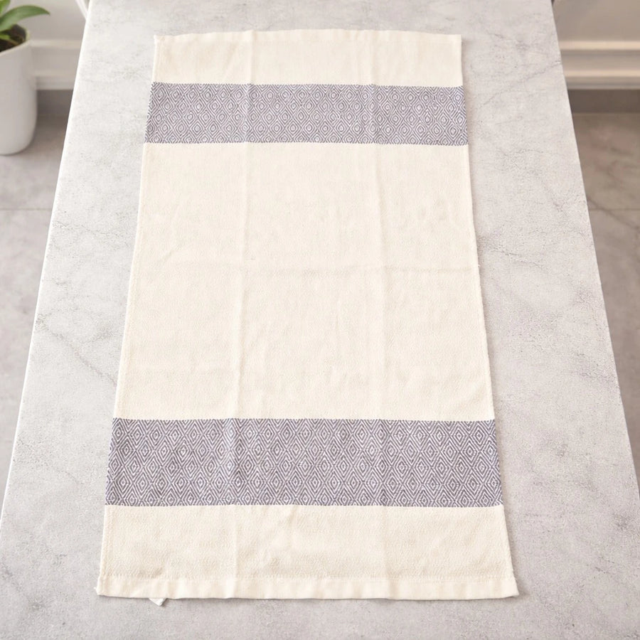 Kitchen Towel Almaamoun Egyptian Cotton Off White Absorbent Dish Drying Cloth Different Designs Patterns Single Piece 80 x 45 cm