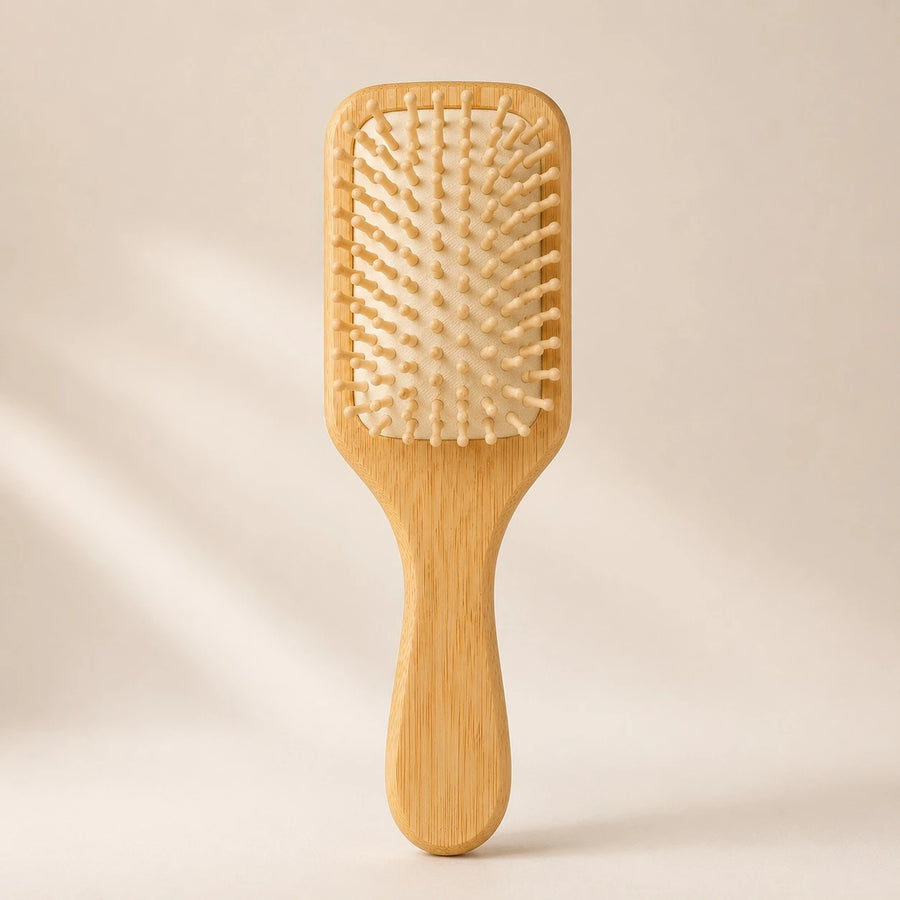 Travel Small Bamboo Paddle Hair Brush Plastic Bristles Scalp Massage Detangling Comb hair styler