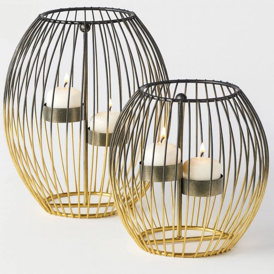 Round Wire Candle Holder Set – 20 cm & 15 cm