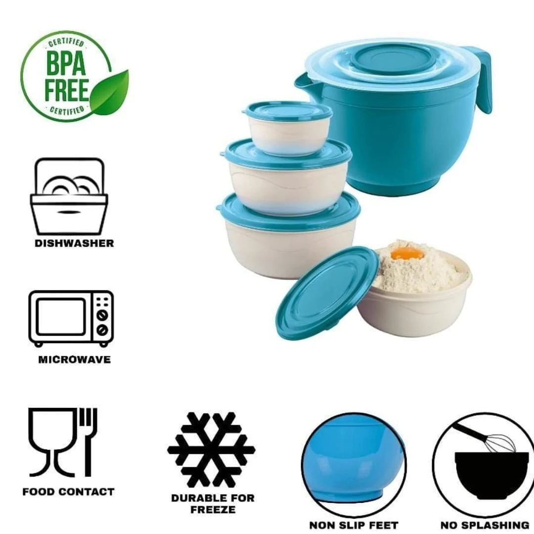 5 Piece Mixing Bowl Set, Pink & Blue - Image 3