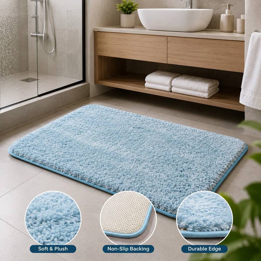 Plush Non Slip Absorbent Bathroom Mat 80 × 50 cm