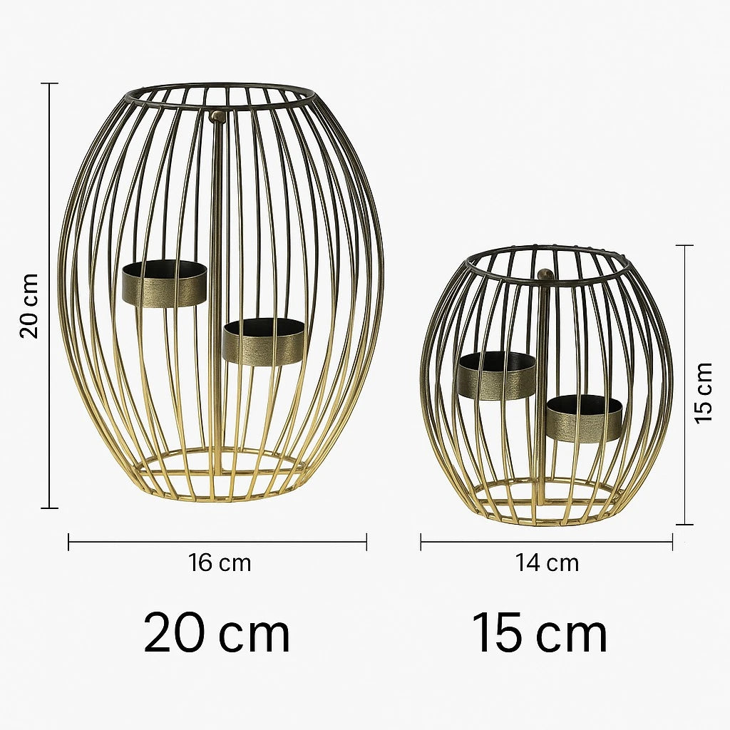 Round Wire Candle Holder Set – 20 cm & 15 cm