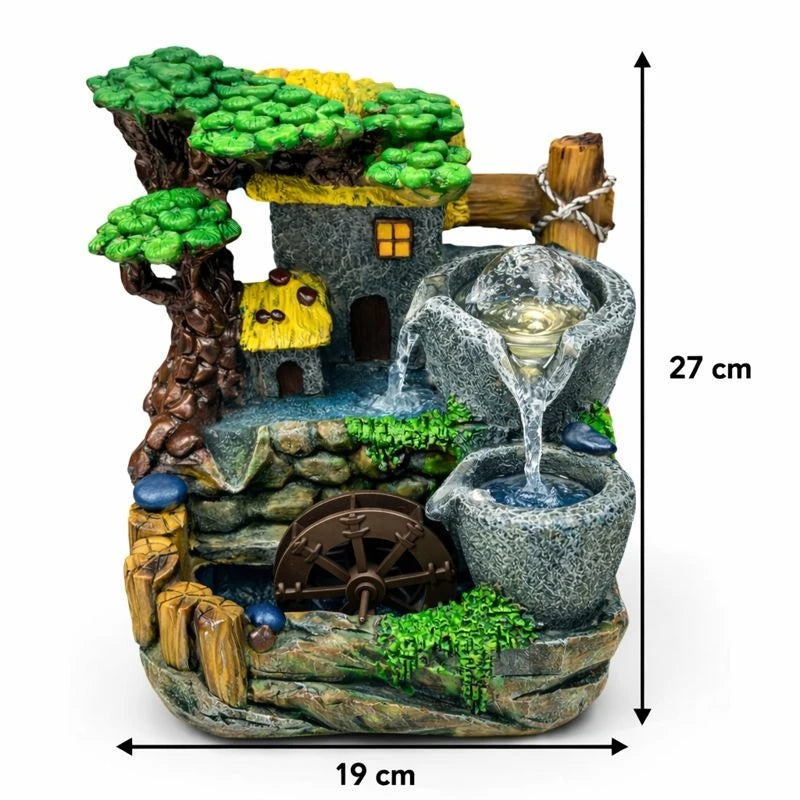 Big Tabletop Water Fountain Indoor Decorative Polyresin Waterfall LED Crystal Ball With Motor Pump Home Decor