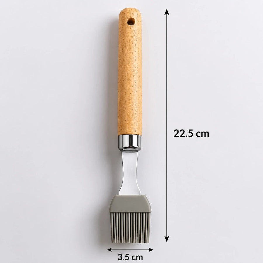 Adawat Silicone Basting Brush Stainless Steel And Wooden Handle Kitchen Cooking Baking Oil Brush