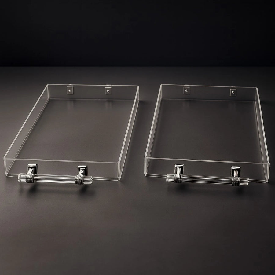 Set of 2 Transparent Acrylic Serving & Display Trays