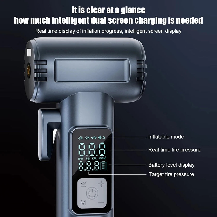 Emergency Car Tire Inflator with Safety Hammer & Belt Cutter