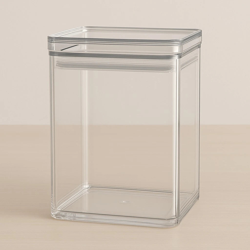 Transparent Square Acrylic Airtight Food Storage Container 500ml Kitchen Countertop Pantry Organizer Box