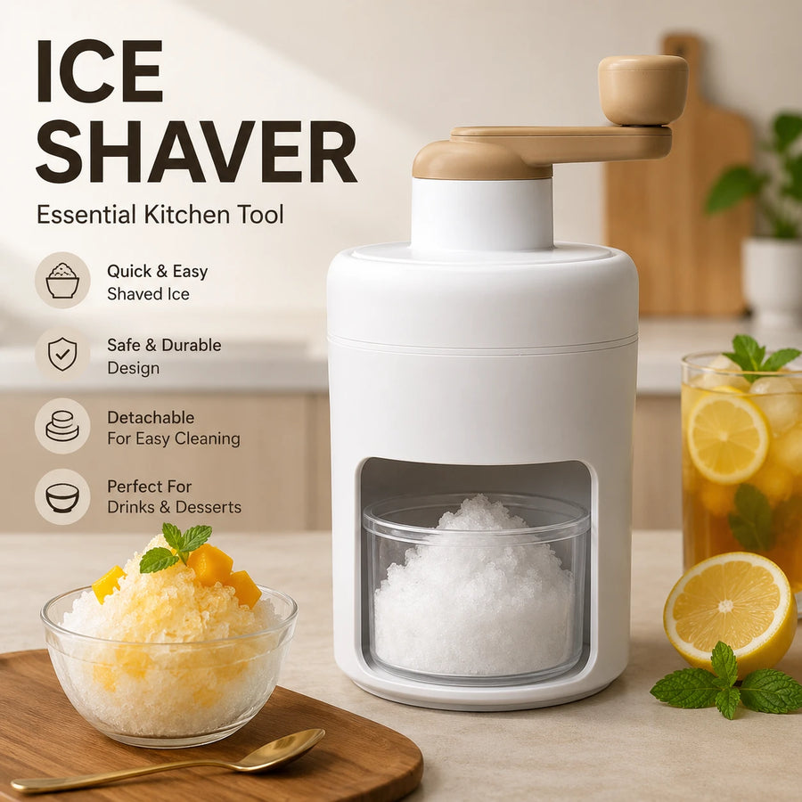 Ice Shaver Manual Ice Crusher Hand Crank Ice Shaving Machine Snow Cone Maker Portable Ice Grinder Kitchen Dessert Tool