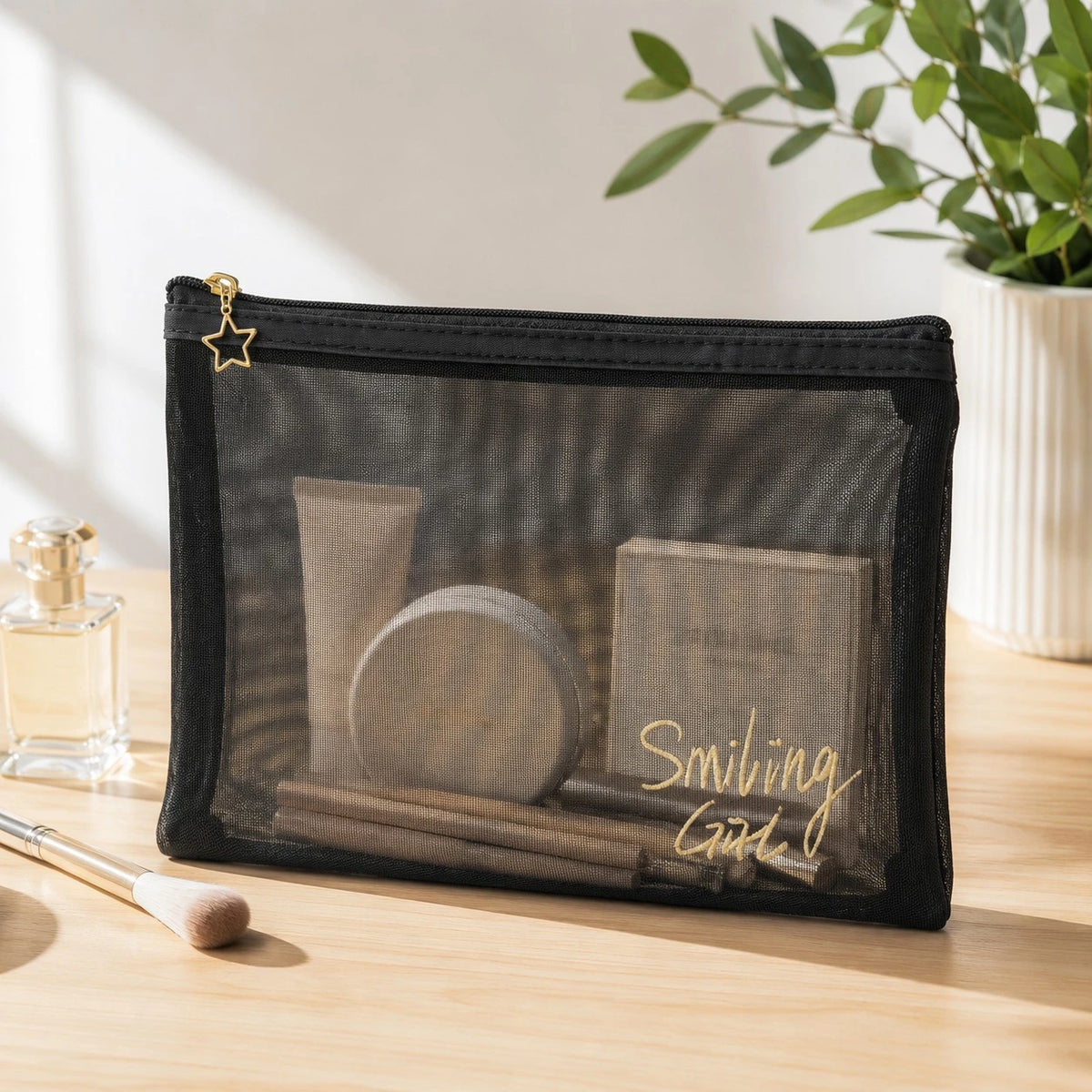 Mesh Zipper Pouch Cosmetic Makeup Travel Organizer Bag