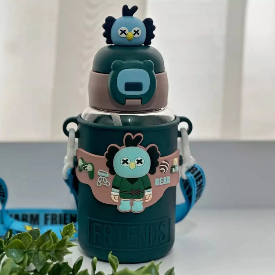 Kids Cartoon Straw Bottle