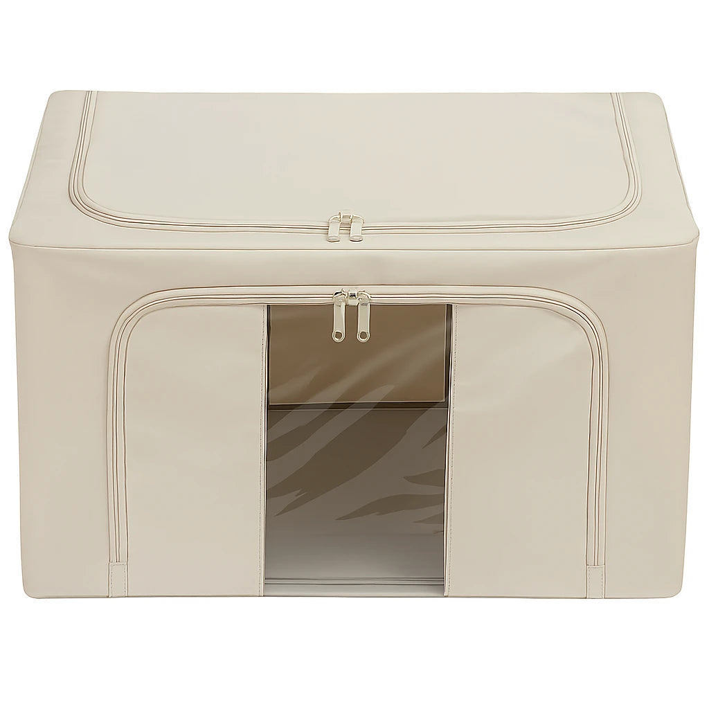 Foldable Oxford Cloth Storage Box Organizer Steel Frame Closet Blanket Clothes Storage Bag 66L Small Size