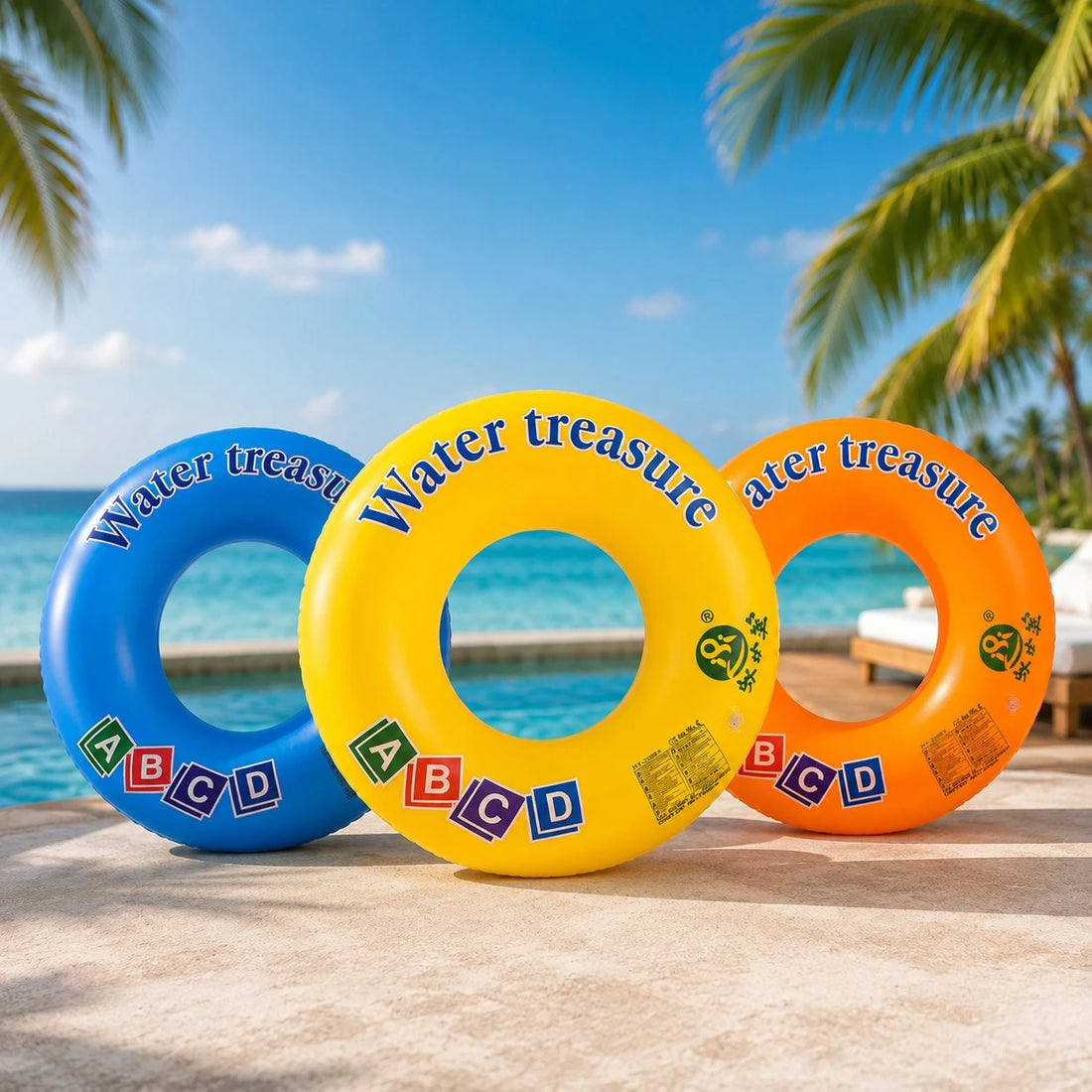 Adult Swim Ring 80 cm Large Inflatable PVC Pool Float Number 9 Orange Blue Yellow