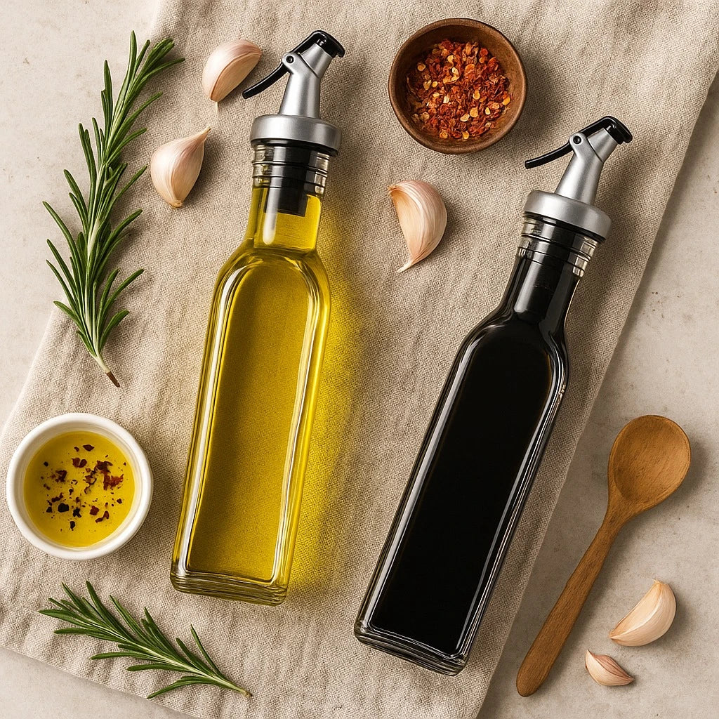 2 Pieces Glass Oil Dispenser Bottle Set