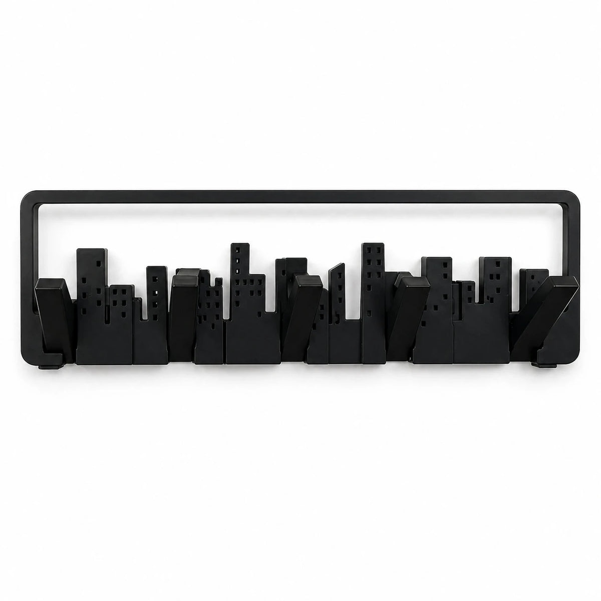 Wall Mounted Organizer Rack 5 Hook Skyline Design Plastic Decorative Shelf Entryway Hanger 49.5 cm - Image 3