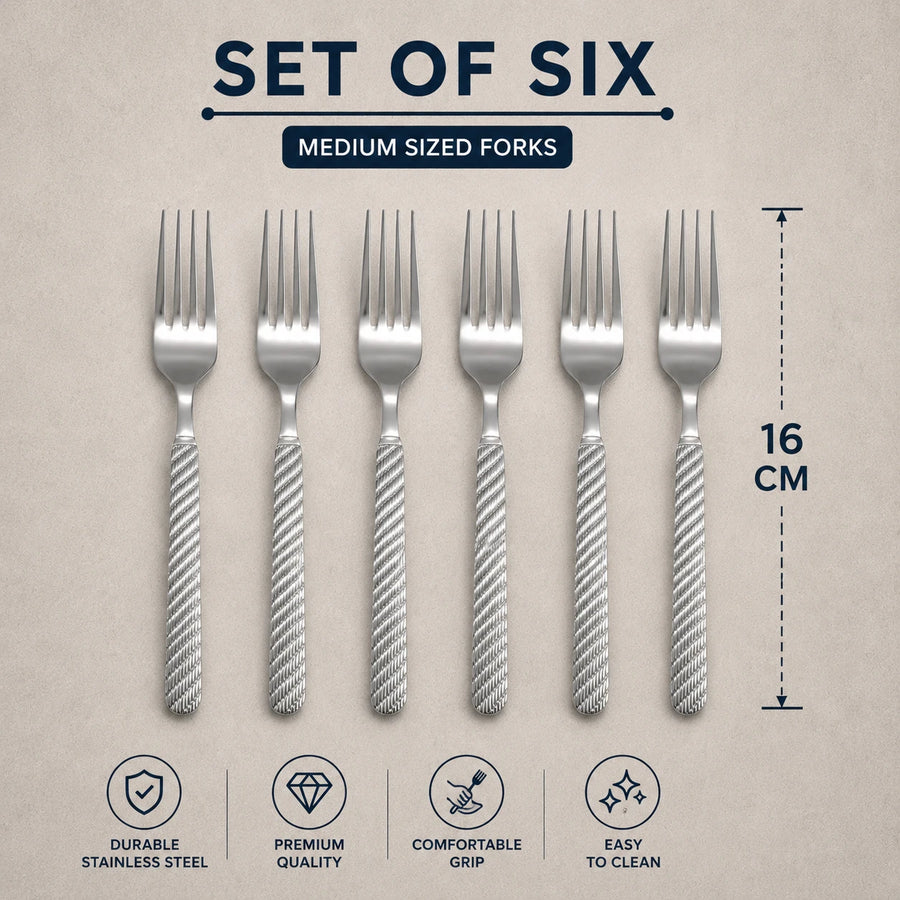 Medium Fork Stainless Steel Cutlery Set Of 6 Dining Forks Table Forks Kitchen Utensils Silverware