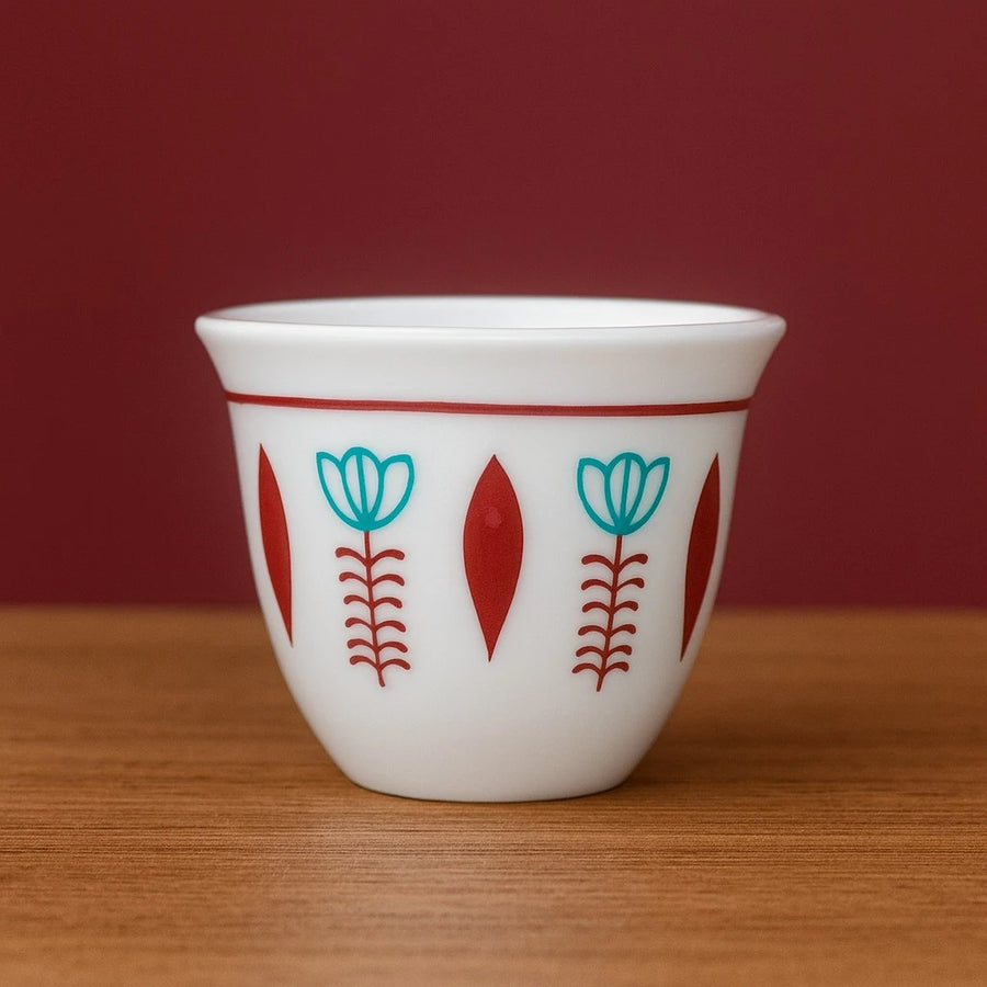 Set of 12 Arabic Coffee Espresso Cups – Red Tulip Design