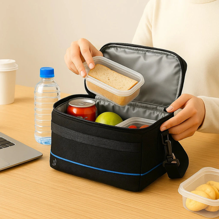 Insulated 2-Compartment Lunch Bag with Bottle Storage