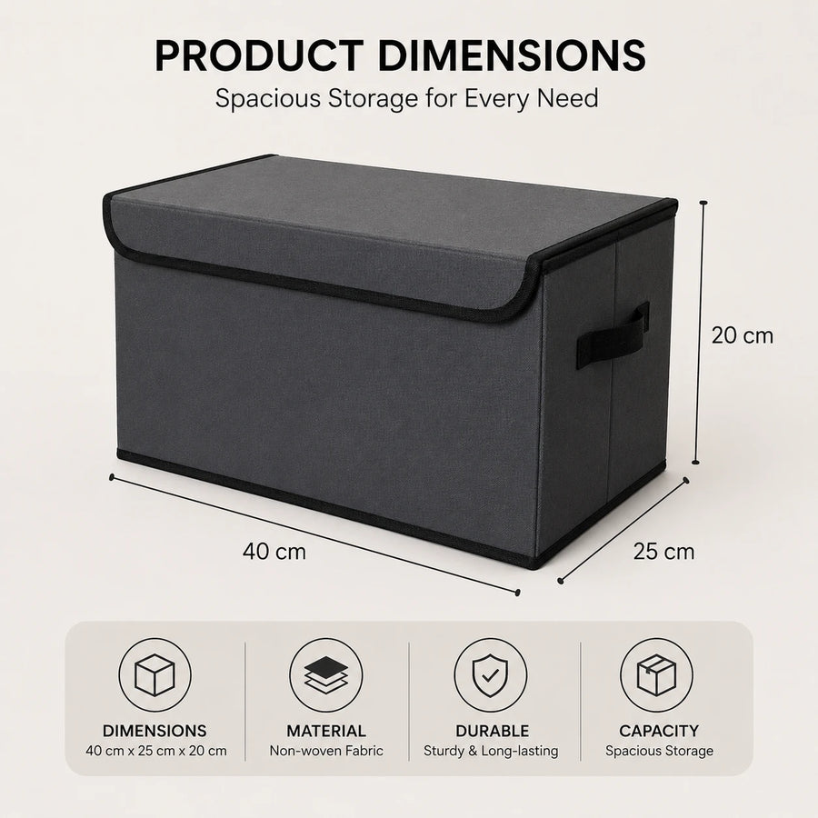 Foldable Storage Box Fabric Organizer With Lid Clothes Blanket Toy Storage Box Home Organization