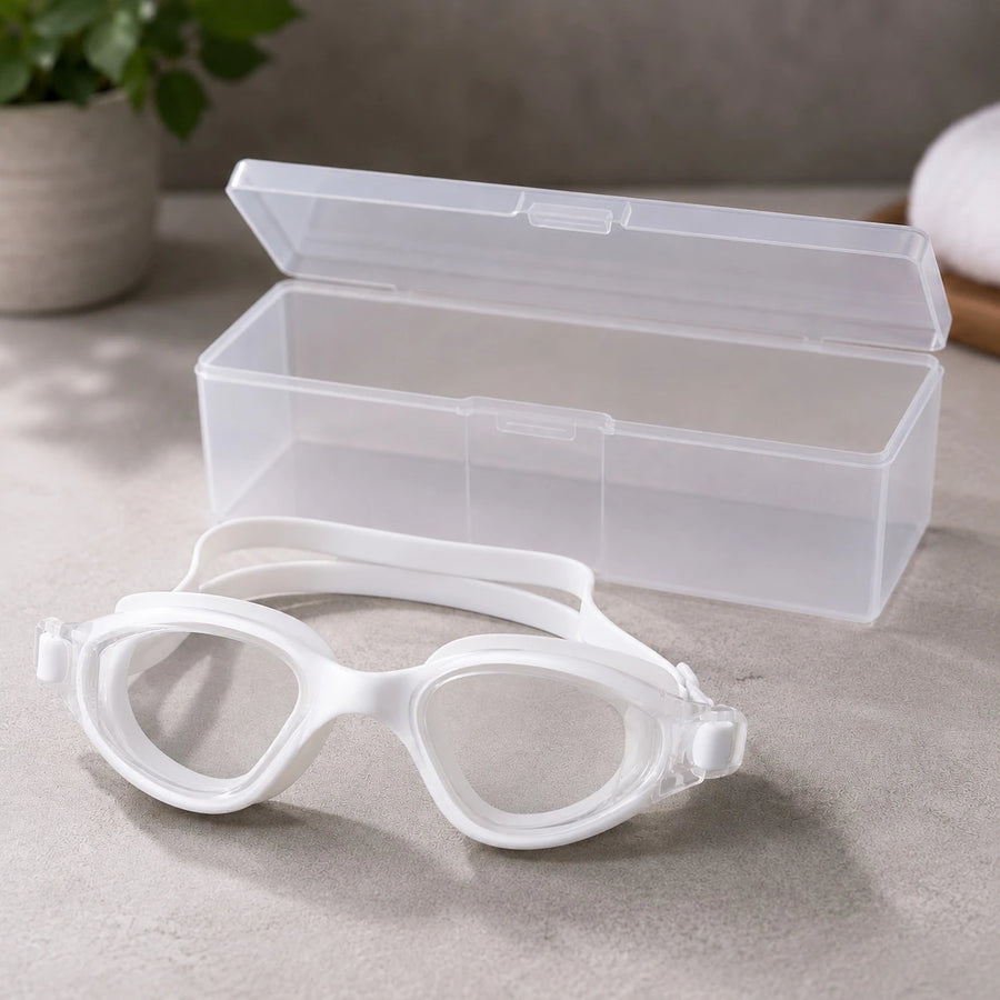 Swimming Goggles Anti Fog UV Protection Waterproof Swim Glasses Adjustable Elastic Strap Wide Vision Leak Resistant Pool Beach Training Goggles with Storage Case