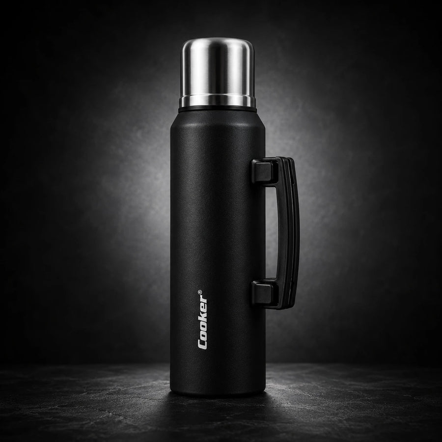 Cooker Thermos Bottle Stainless Steel Vacuum Flask Foldable Handle Hot And Cold Insulated Travel Camping Bottle 1.5 Liter