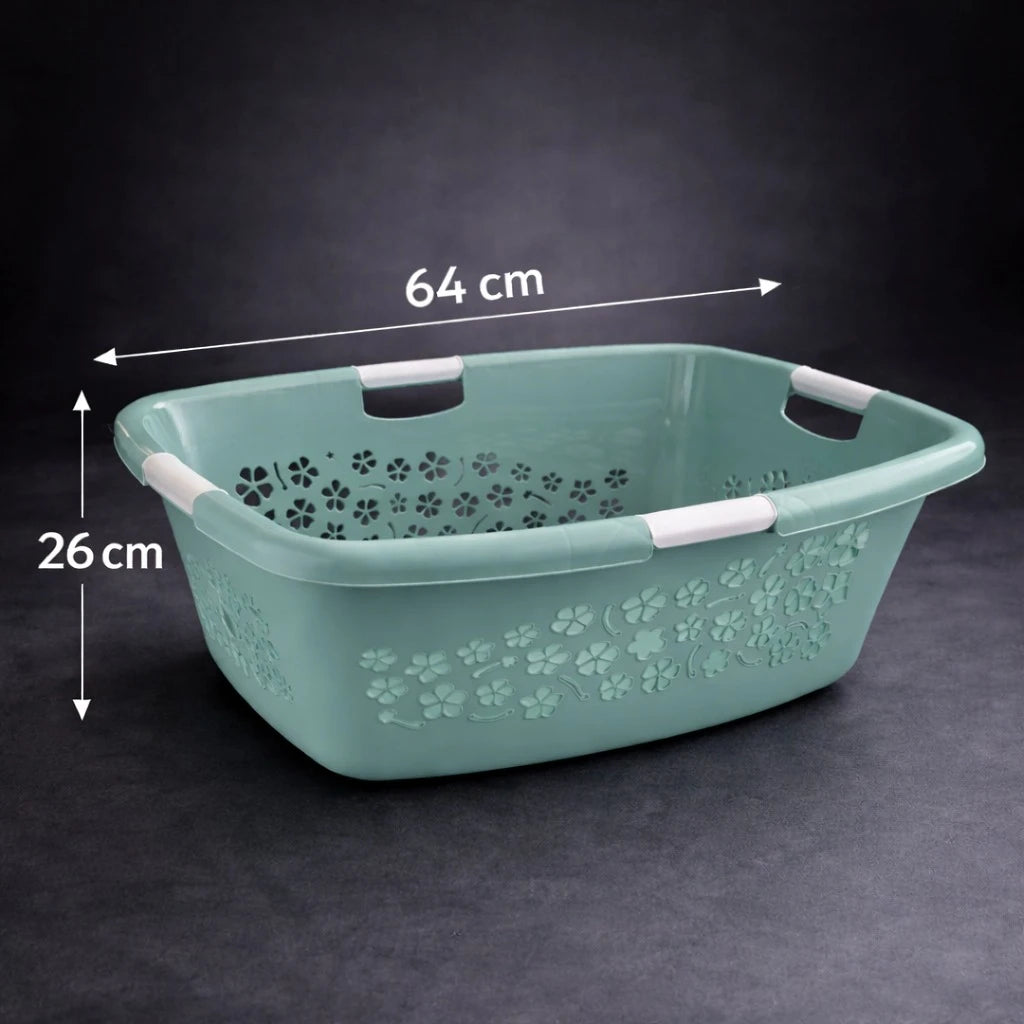Rotho Swiss Laundry Basket Plastic Storage Basket Clothes Organizer Durable Ventilated Design