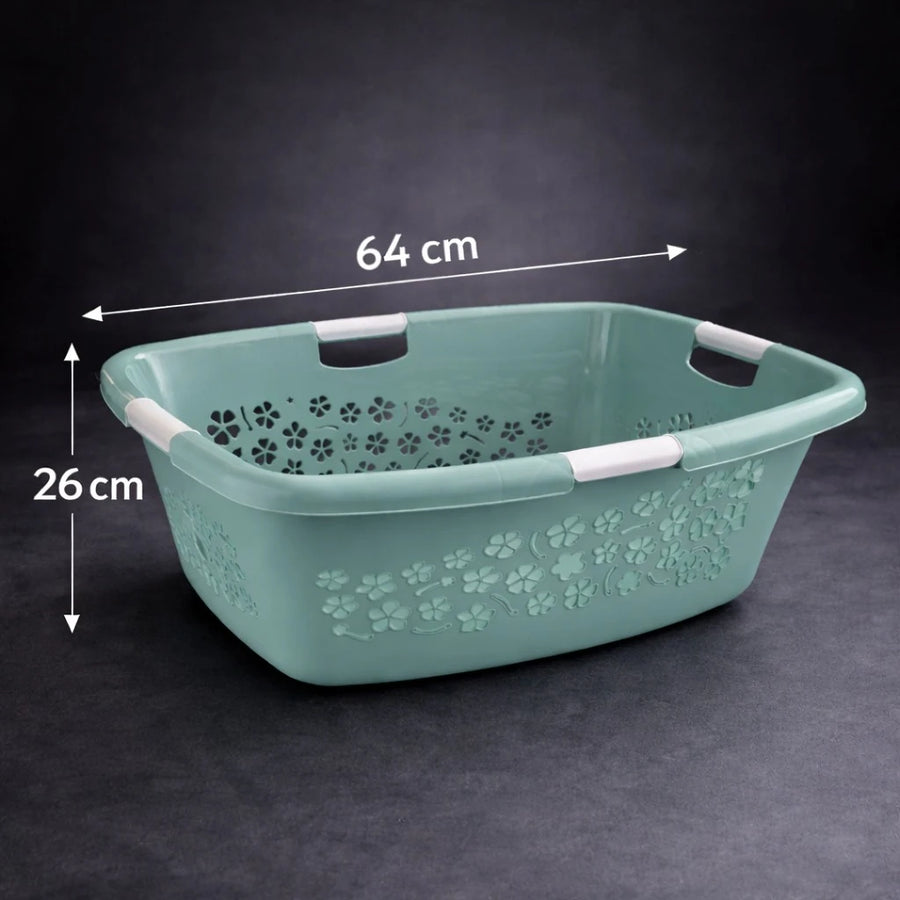 Rotho Swiss Laundry Basket Plastic Storage Basket Clothes Organizer Durable Ventilated Design