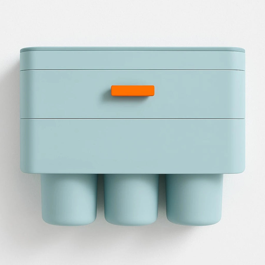 Wall Mounted Bathroom Organizer with Drawer and 3 Removable Cups